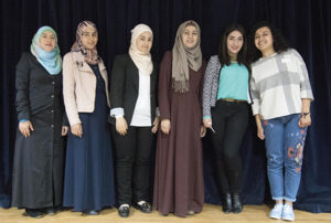 Past DSMT scholarship girls. L to R Tamara, Nour, Rinad, Haya, Hala and Rand